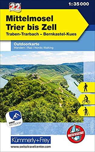 Mittelmosel - Trier bis Zell Nr. 22 Outdoorkarte Deutschland 1:35 000: Traben - Trarbach - Bernkastel-Kues, Free Download mit HKF Outdoor App (Kümmerly+Frey Outdoorkarten Deutschland)