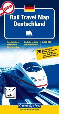 RailTravel Map Deutschland: Massstab 1:800 000, Eisenbahnkarte, mit 20 Bahnhofspläne (Kümmerly + Frey)