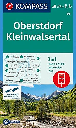 Oberstdorf, Kleinwalsertal: 3in1 Wanderkarte 1:25000 mit Aktiv Guide inklusive Karte zur offline Verwendung in der KOMPASS-App. Fahrradfahren. Skitouren. Langlaufen. (KOMPASS-Wanderkarten, Band 3)