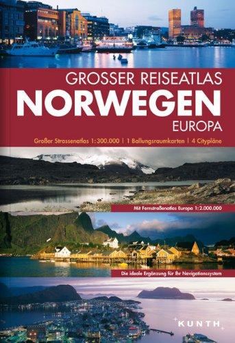 Grosse Reiseatlas Norwegen, Europa: Großer Straßenatlas 1:300.000, 1 Ballungsraumkarte, 4 Cityplane