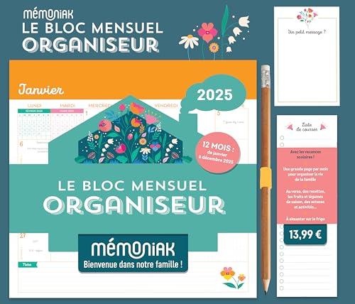 Le bloc mensuel organiseur 2025 : mémoniak, bienvenue dans notre famille ! : 12 mois, de janvier à décembre 2025