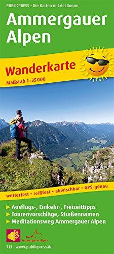 Ammergauer Alpen: Wanderkarte mit Ausflugszielen, Einkehr- & Freizeittipps sowie Mediationsweg Ammergauer Alpen, wetterfest, reißfest, abwischbar, GPS-genau. 1:35000