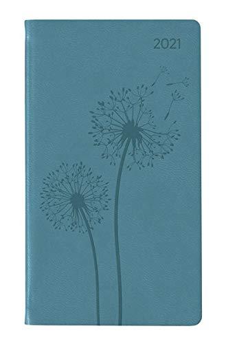 Ladytimer Slim Deluxe Turquoise 2021 - Taschen-Kalender 9x15,6 cm - Tucson Einband - Motivprägung Pusteblume - Weekly - 128 Seiten - Alpha Edition