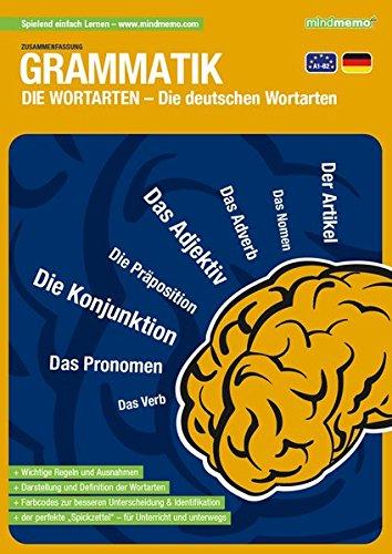 mindmemo Lernfolder - Grammatik - Die deutschen Wortarten - Zusammenfassung: genial-einfache Lernhilfe - PremiumEdition (foliert) - Din A4 6-seiter + selbstklebender Abhefter