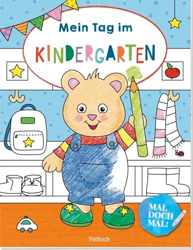 Mal doch mal! - Mein Tag im Kindergarten: Ab 4 Jahren | Ein schönes Geschenk zum Vorschul- oder Kindergartenstart (Malbücher für Kinder zum Ausmalen, Kritzeln und Sachensuchen)