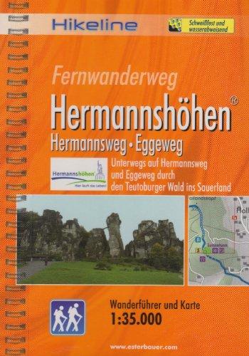 Hikeline Fernwanderweg Hermannshöhen (Hermannsweg-Eggeweg) ca. 226 km: Unterwegs auf dem Hermannsweg und dem Eggeweg durch den Teutoburger Wald ins Sauerland, 1:35.000, wetterfest