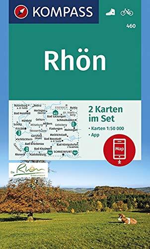 KOMPASS Wanderkarte Rhön: 2 Wanderkarten 1:50000 im Set inklusive Karte zur offline Verwendung in der KOMPASS-App. Fahrradfahren. (KOMPASS-Wanderkarten, Band 460)