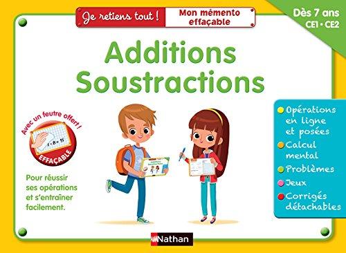 Additions, soustractions, dès 7 ans, CE1-CE2 : mon mémento effaçable : pour réussir ses opérations et s'entraîner facilement