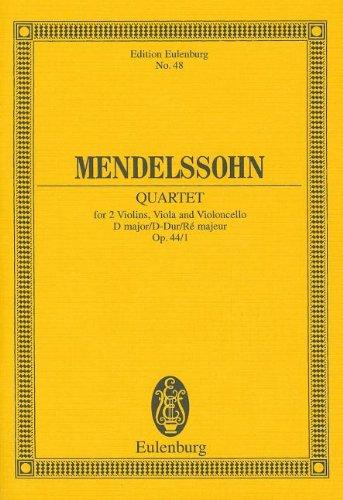 Streichquartett D-Dur: op. 44/1. Streichquartett. Studienpartitur. (Eulenburg Studienpartituren)