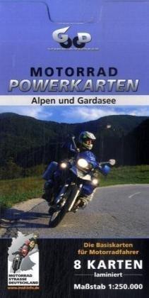 Motorrad Powerkarten Alpen und Gardasee 1 : 250 000. Powerbox: 8 laminierte Kartenblätter plus Tourerguide. GPS-tauglich