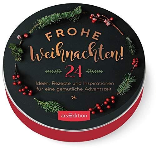 Adventskalender in der Dose: Frohe Weihnachten!: 24 Ideen, Rezepte und Inspirationen für eine gemütliche Adventszeit | Adventskalender in der Dose mit 24 schön gestalteten runden Karten