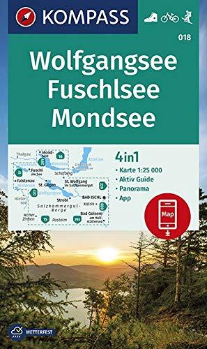 KOMPASS Wanderkarte Wolfgangsee, Fuschlsee, Mondsee: 4in1 Wanderkarte 1:25000 mit Aktiv Guide und Panorama inklusive Karte zur offline Verwendung in ... Skitouren. (KOMPASS-Wanderkarten, Band 18)