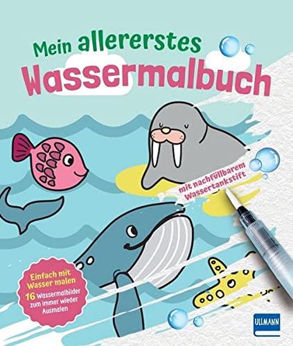 Mein allererstes Wassermalbuch: Einfach mit Wasser malen - Allererstes Malbuch mit 16 Bildern, die sich beim Kontakt mit Wasser bunt färben + viele ... ab 3 Jahren, extra-dicke Konturen