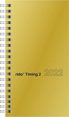 rido/idé 7014121912 Wochenkalender/Taschenkalender 2022 Modell Timing 2, Glanzkarton-Einband goldfarben