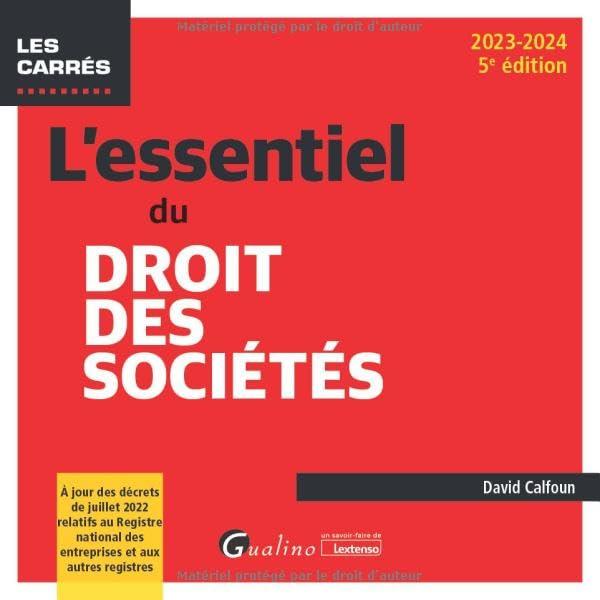 L'essentiel du droit des sociétés : 2023-2024