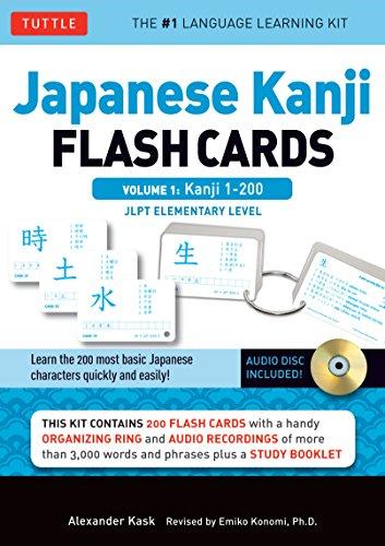 Japanese Kanji Flash Cards Kit Volume 1: Kanji 1-200: Jlpt Beginning Level: Learn 200 Japanese Characters Including Native Speaker Audio, Sample Sente