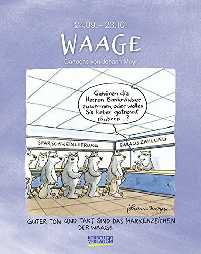 Waage 2022: Sternzeichenkalender-Cartoonkalender als Wandkalender im Format 19 x 24 cm.