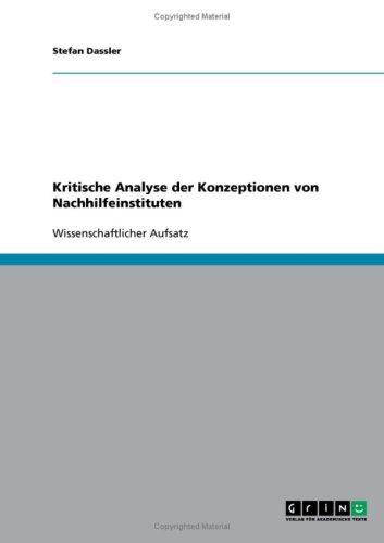 Kritische Analyse der Konzeptionen von Nachhilfeinstituten