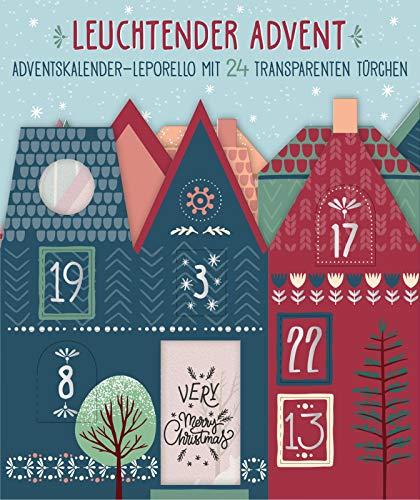 Leuchtender Advent: Bunter Adventskalender-Leporello mit 24 transparenten Türchen | Adventskalender zum Aufstellen