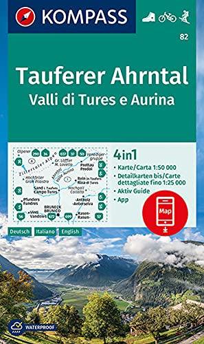 KOMPASS Wanderkarte Tauferer Ahrntal, Valle di Tures e Aurina: 4in1 Wanderkarte 1:50000 mit Aktiv Guide und Detailkarten inklusive Karte zur offline ... Skitouren. (KOMPASS-Wanderkarten, Band 82)