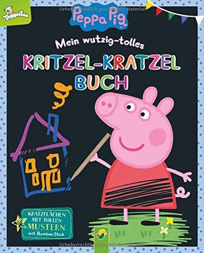 Peppa Pig Mein wutzig-tolles Kritzel-Kratzel-Buch: Kratzflächen mit tollen Mustern. Mit Bambus-Stick