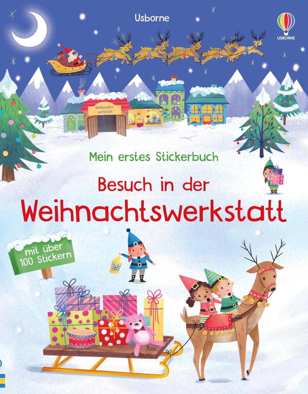 Mein erstes Stickerbuch: Besuch in der Weihnachtswerkstatt: mit über 100 Stickern die Wichtel im Weihnachtsdorf besuchen – Stickerheft ab 3 Jahren