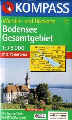 Bodensee Gesamtgebiet Kompass Wanderkarte Radrouten