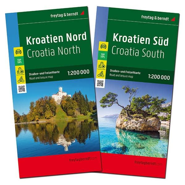 Kroatien, Straßenkarten-Set 1:200.000, freytag & berndt: 2 Blätter und Infoguide in Kunststoff-Hülle (freytag & berndt Auto + Freizeitkarten)