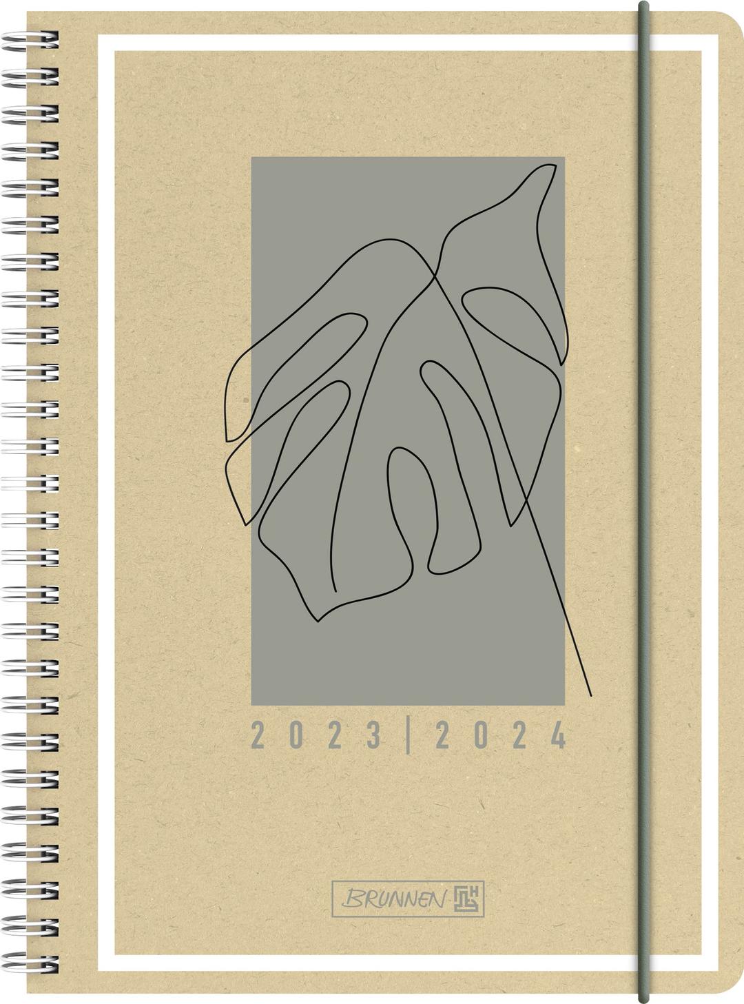 BRUNNEN Schülerkalender „Jungle Leaf“ 2023/2024 2 Seiten = 1 Woche A5 natur