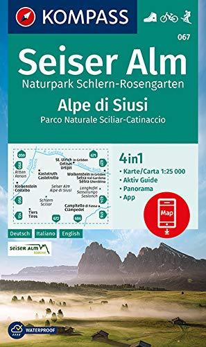 KOMPASS Wanderkarte Seiser Alm, Naturpark Schlern-Rosengarten, Alpe di Siusi: 4in1 Wanderkarte 1:40000 mit Aktiv Guide und Detailkarten inklusive ... Skitouren. (KOMPASS-Wanderkarten, Band 67)