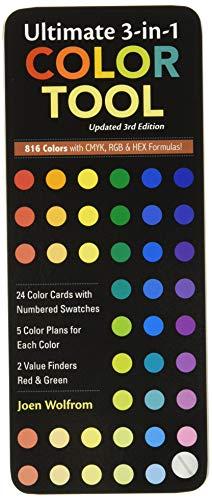 Ultimate 3-In-1 Color Tool: -- 24 Color Cards with Numbered Swatches -- 5 Color Plans for Each Color -- 2 Value Finders Red & Green: • 24 Color Cards ... • 816 Colors with Cmyk, Rgb & Hex Formula