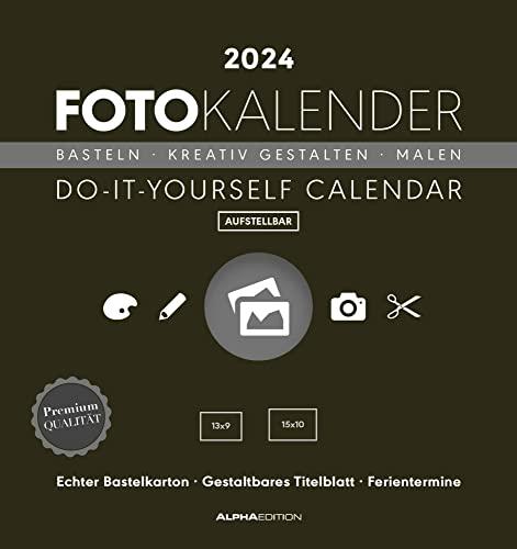 Foto-Bastelkalender schwarz 2024 - Do it yourself calendar 16x17 cm - datiert - Kreativkalender - Foto-Kalender - Alpha Edition