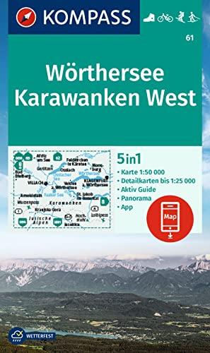 KOMPASS Wanderkarte 61 Wörthersee, Karawanken West 1:50.000: 5in1 Wanderkarte, mit Panorama, Aktiv Guide und Detailkarten inklusive Karte zur offline ... Fahrradfahren. Skitouren. Langlaufen.