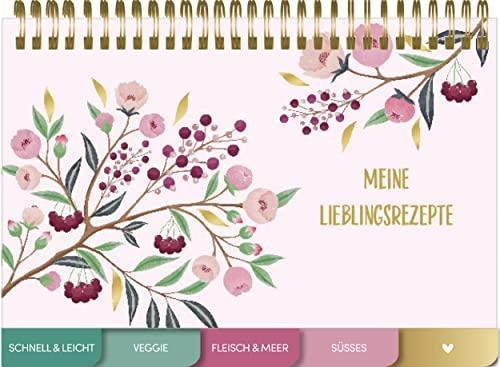 Rezeptbuch "Lovely Flowers": Kochbuch zum Selberschreiben mit Spiralbindung für meine Lieblingsrezepte, 5 Register, Platz für 100 Rezepte , abwaschbares Premium Cover, DIN A5 - SchreibLiebe