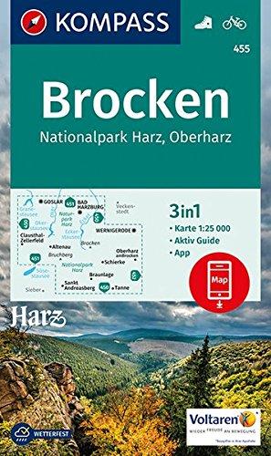 Brocken, Nationalpark Harz, Oberharz 1:25T: 3in1 Wanderkarte 1:25000 mt Aktiv Guide inklusive Karte zur offline Verwendung in der KOMPASS-App. Fahrradfahren. (KOMPASS-Wanderkarten, Band 455)