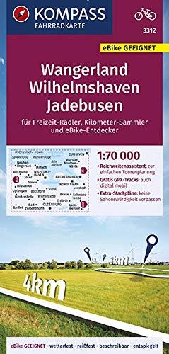 KOMPASS Fahrradkarte Wangerland, Wilhelmshaven, Jadebusen 1:70.000, FK 3312: reiß- und wetterfest mit Extra Stadtplänen (KOMPASS-Fahrradkarten Deutschland, Band 3312)