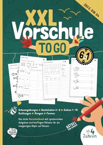 XXL-Vorschule to go ab 4 Jahren: Das dicke Ferien Übungsheft mit Schwungübungen, Aufgaben zum Buchstaben und Zahlen schreiben lernen + Rätsel für Vorschulkinder u. v. m.