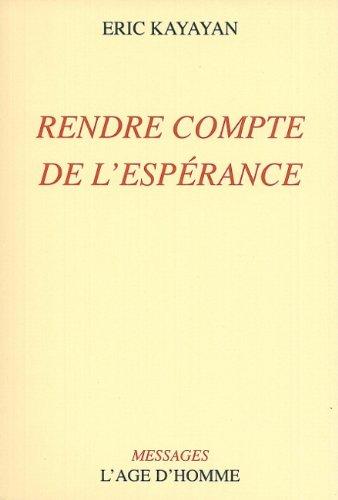 Rendre compte de l'espérance