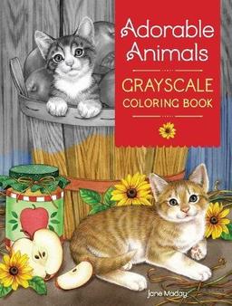 Adorable Animals Grayscale Coloring Book