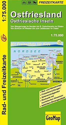 Radwanderkarte Ostfriesland 1:75 000: Von Wangerooge im Norden bis Bad Zwischenahn im Süden. Von Borkum im Westen bis zum Jadebusen im Osten (Geo Map)