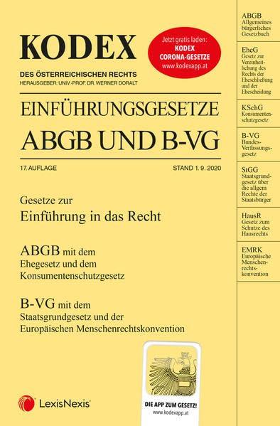 KODEX Einführungsgesetze ABGB und B-VG 2020/21