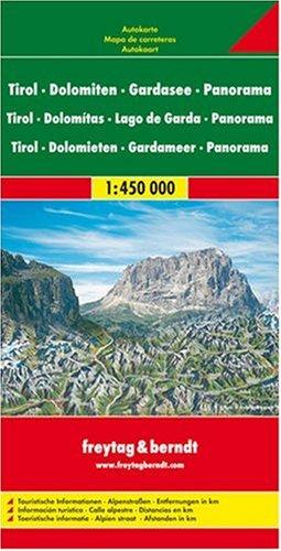 Freytag Berndt Autokarten, Tirol - Dolomiten - Gardasee Panorama. Autokarte: Map