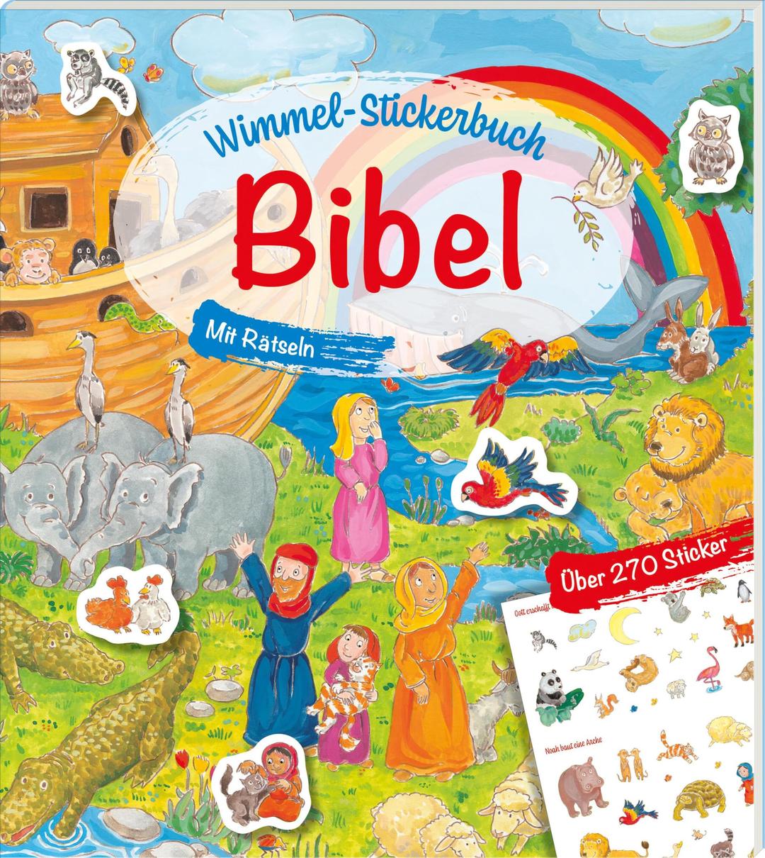 Wimmel-Stickerbuch: Bibel: Mit Rätseln. Vorlesen, suchen, stickern: ein Bibel-Wimmelbuch mit kurzen Geschichten, Kinderrätseln und 270 wiederverwendbaren Stickern. Für Kinder ab 4 Jahre