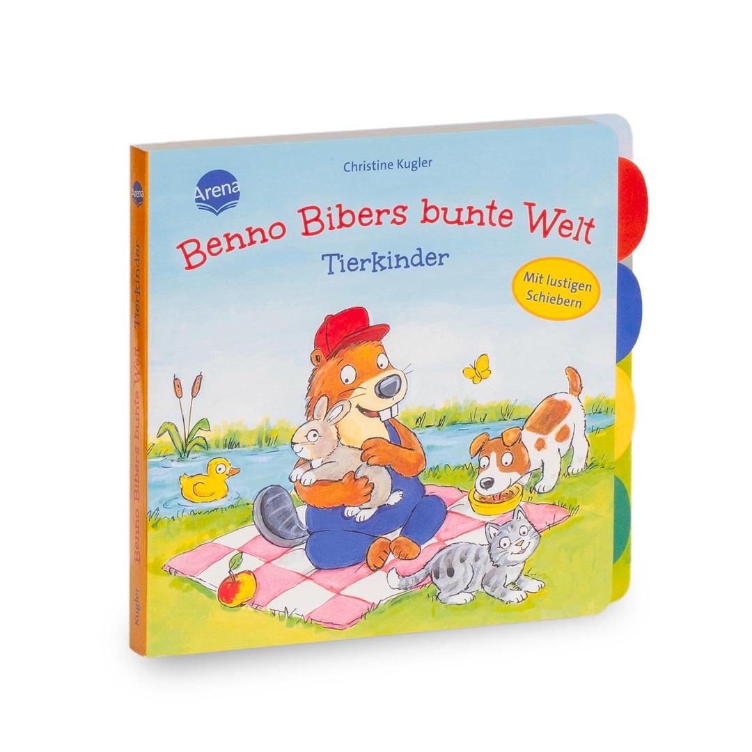 Benno Bibers bunte Welt. Tierkinder: Pappbilderbuch ab 18 Monaten mit Verwandelschiebern und Register