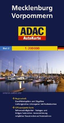 ADAC AutoKarte Deutschland, Mecklenburg-Vorpommern 1:200.000: Registerheft: Zufahrtskarten und Citypläne, umfangreiches Ortsregister mit ... möglicher Staustrecken auf Autobahnen