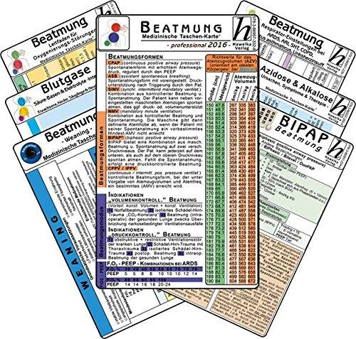 Beatmungs-Karten-Set - professional 2016 (7er-Set) - Medizinische Taschen-Karte: Bestehend aus: Beatmung - Beatmungsformen, Indikationen, ... Säure-Basen & Elektrolyte -intensiv- Azidose