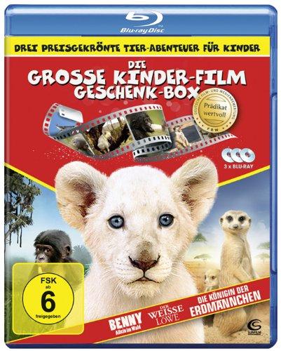 Die große Kinderfilm-Geschenk-Box mit drei preisgekrönten Tier-Abenteuern: Der weiße Löwe, Benny - Allein im Wald, Die Königin der Erdmännchen (3 Blu-rays)