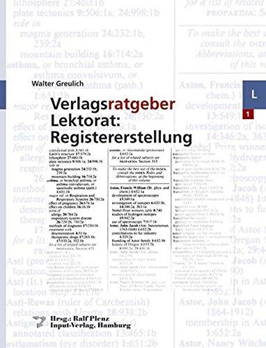 Verlagsratgeber Lektorat: Registererstellung