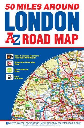 50 Miles Around London Road Map (A-Z Road Map)