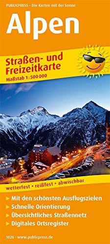 Alpen: Straßen- und Freizeitkarte mit Touristischen Straßen, Highlights der Region und digitalem Ortsregister. 1:500.000 (Straßen- und Freizeitkarte / StuF)